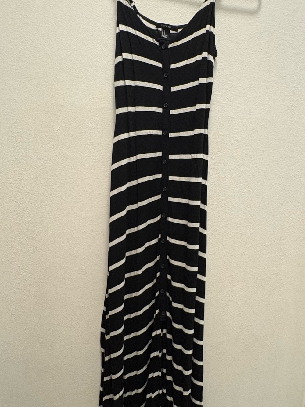 Forever 21 Black and White Striped Button-Up Top